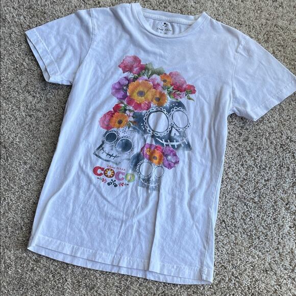 DISNEY PIXAR Coco Floral White Short sleeve T-Shirt Graphic Tee Size S - Picture 1 of 3